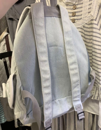 Vintage Heisei Pale White Blue Lace Backpack