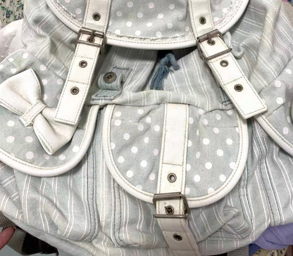 Vintage Heisei Pale White Blue Lace Backpack
