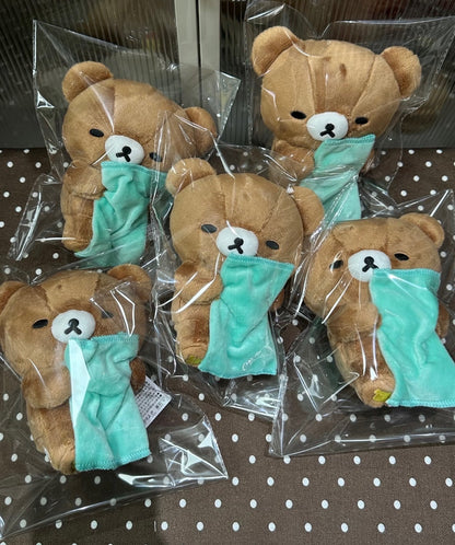 Rilakkuma Chairoikoguma Plush with Mint Teal Blanket