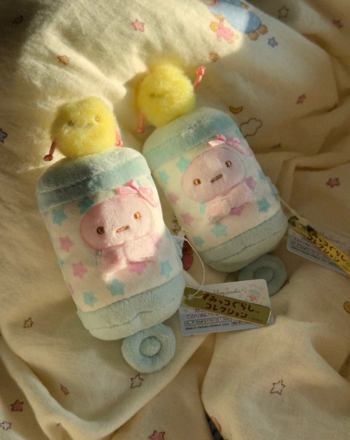 San-X Sumikko Gurashi Ebifurai no Shippo Baby Rattle Charm Plush