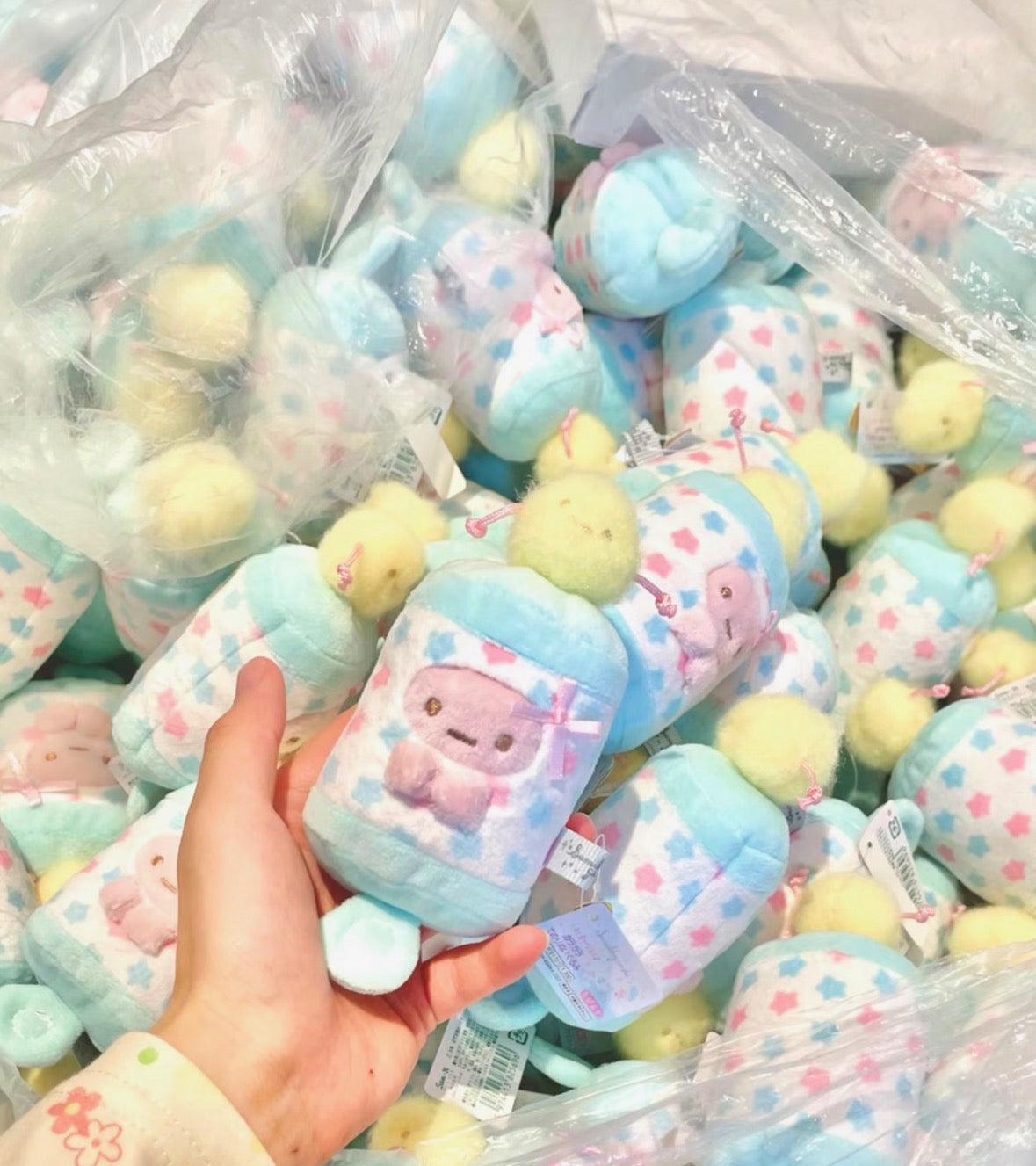 San-X Sumikko Gurashi Ebifurai no Shippo Baby Rattle Charm Plush