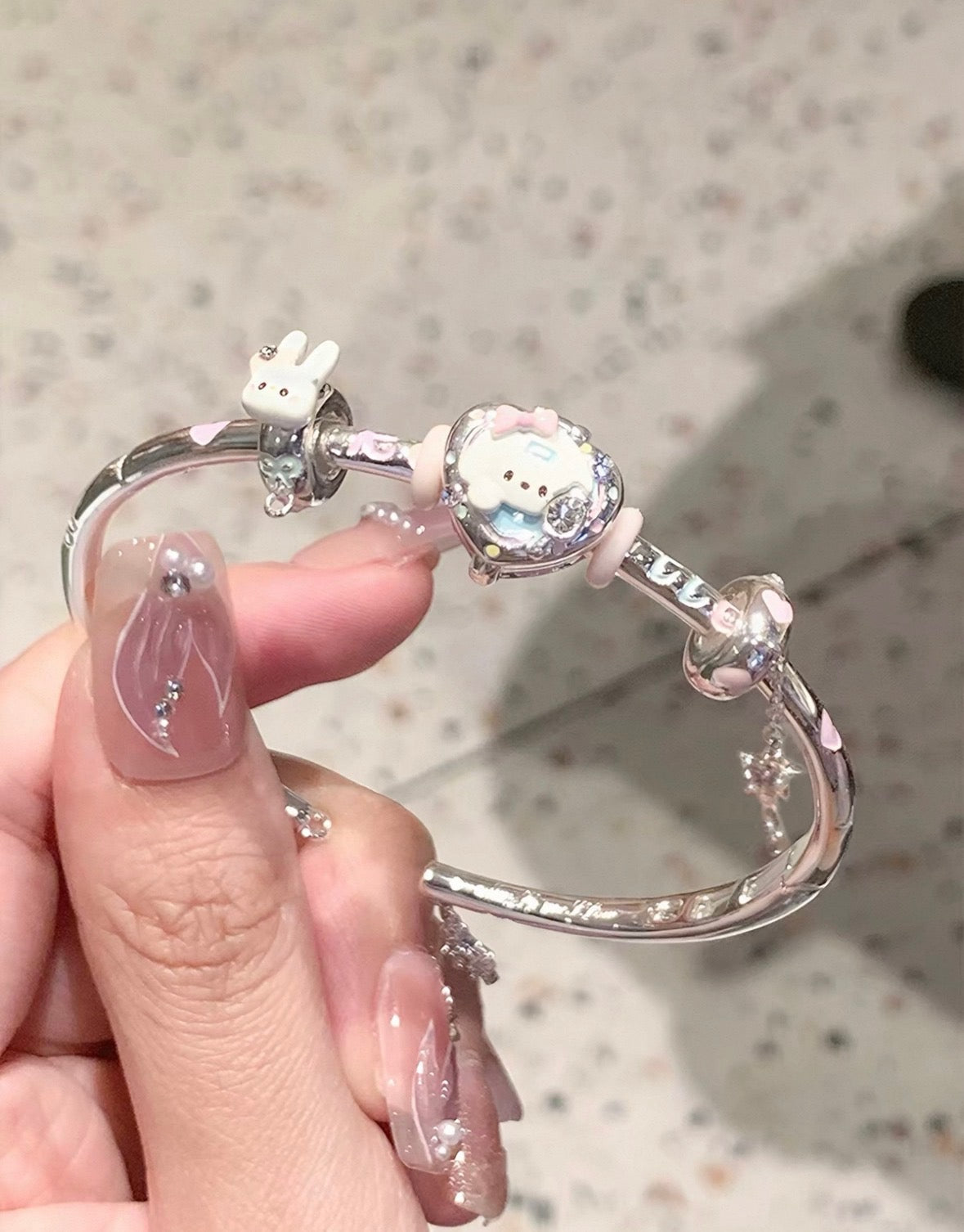 925 Silver Plated MarshMellow Romantic Bangle