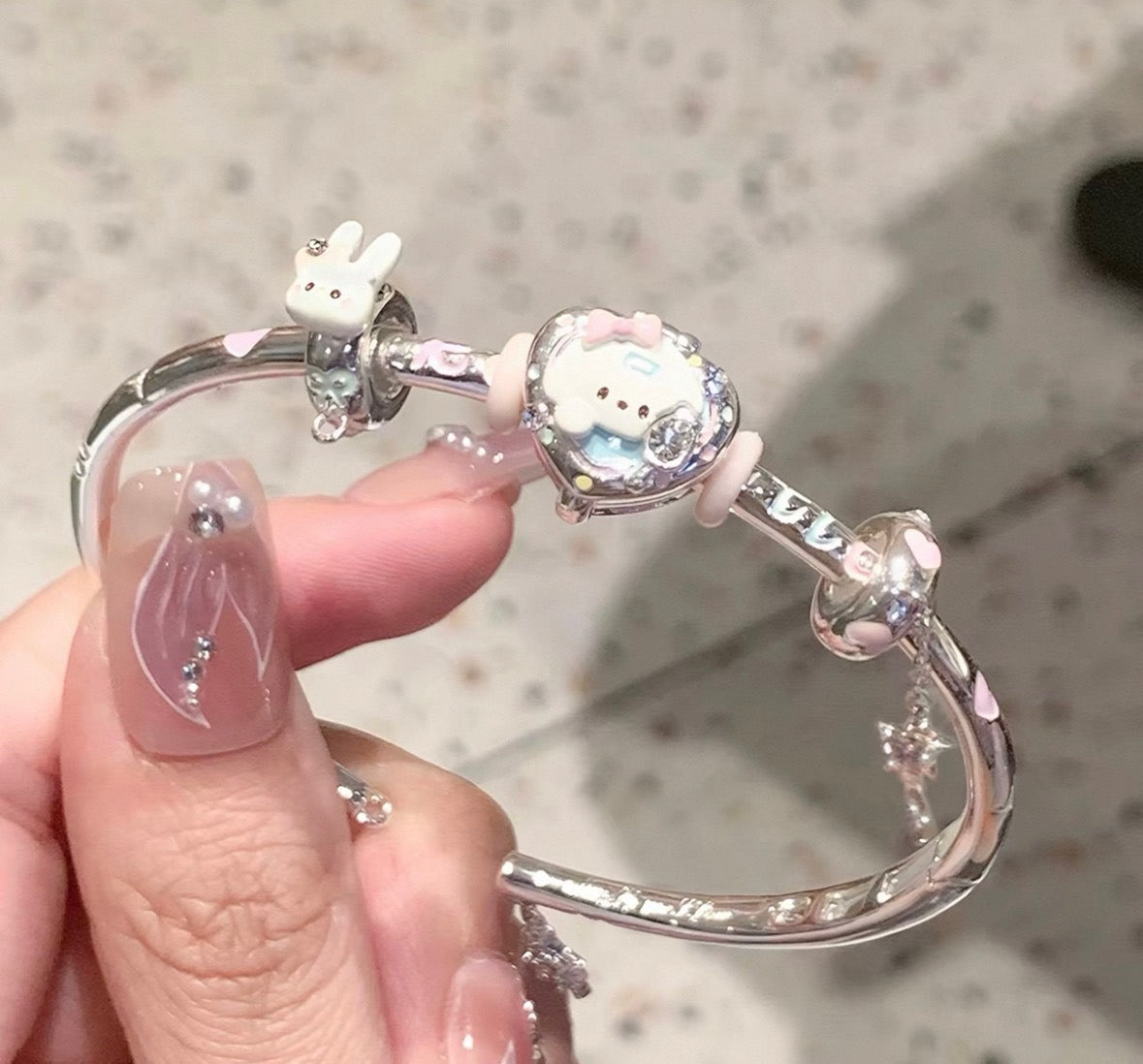 925 Silver Plated MarshMellow Romantic Bangle