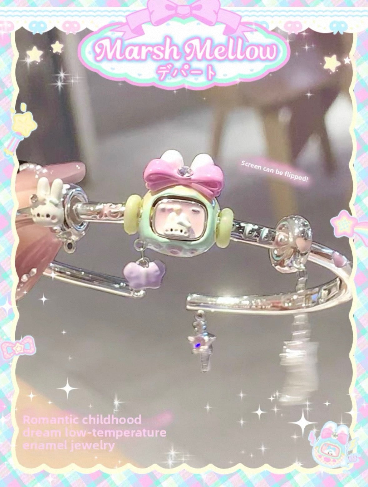 925 Silver Plated MarshMellow Tamagotchi Bracelet