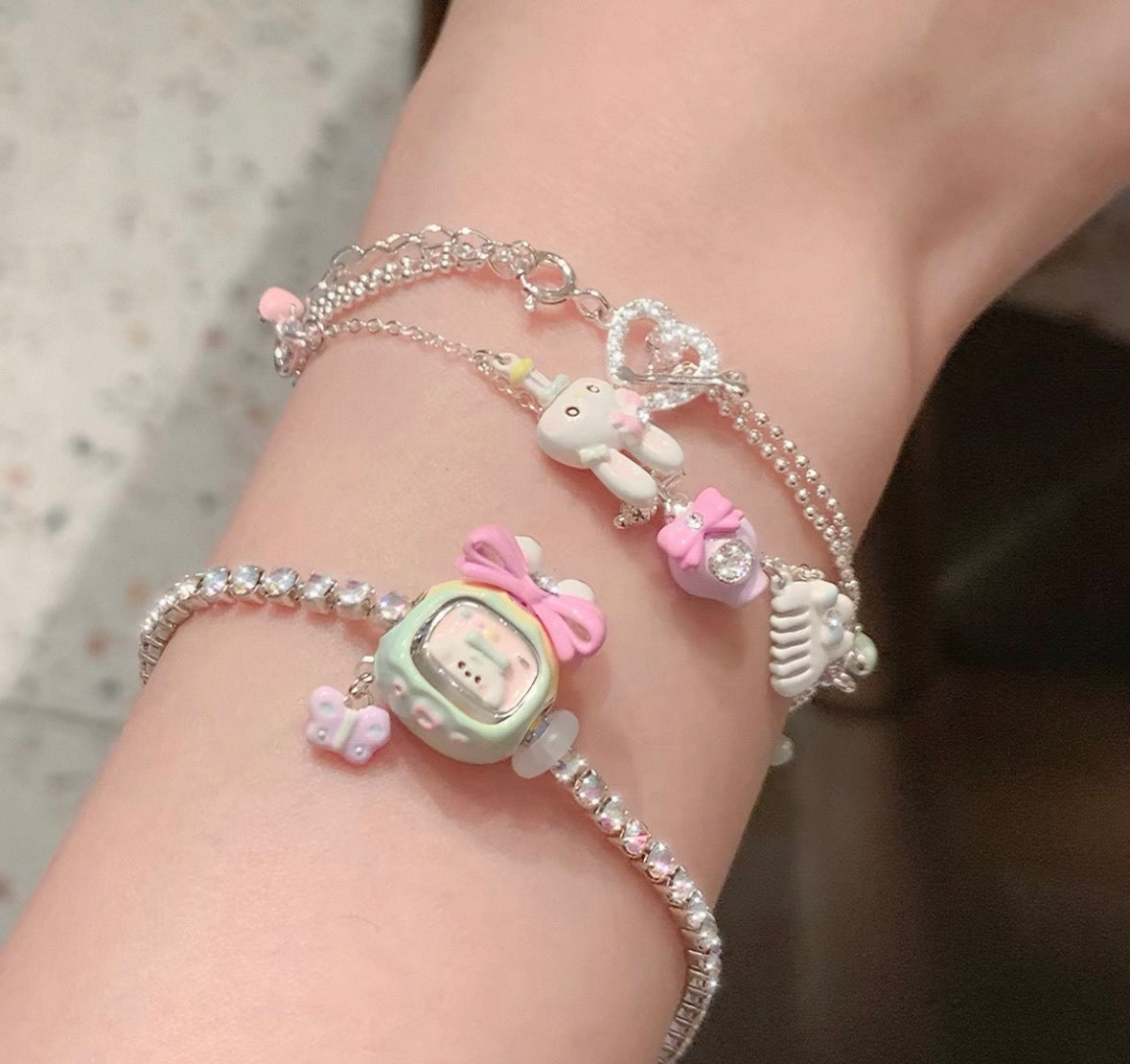 925 Silver Plated MarshMellow Tamagotchi Bracelet