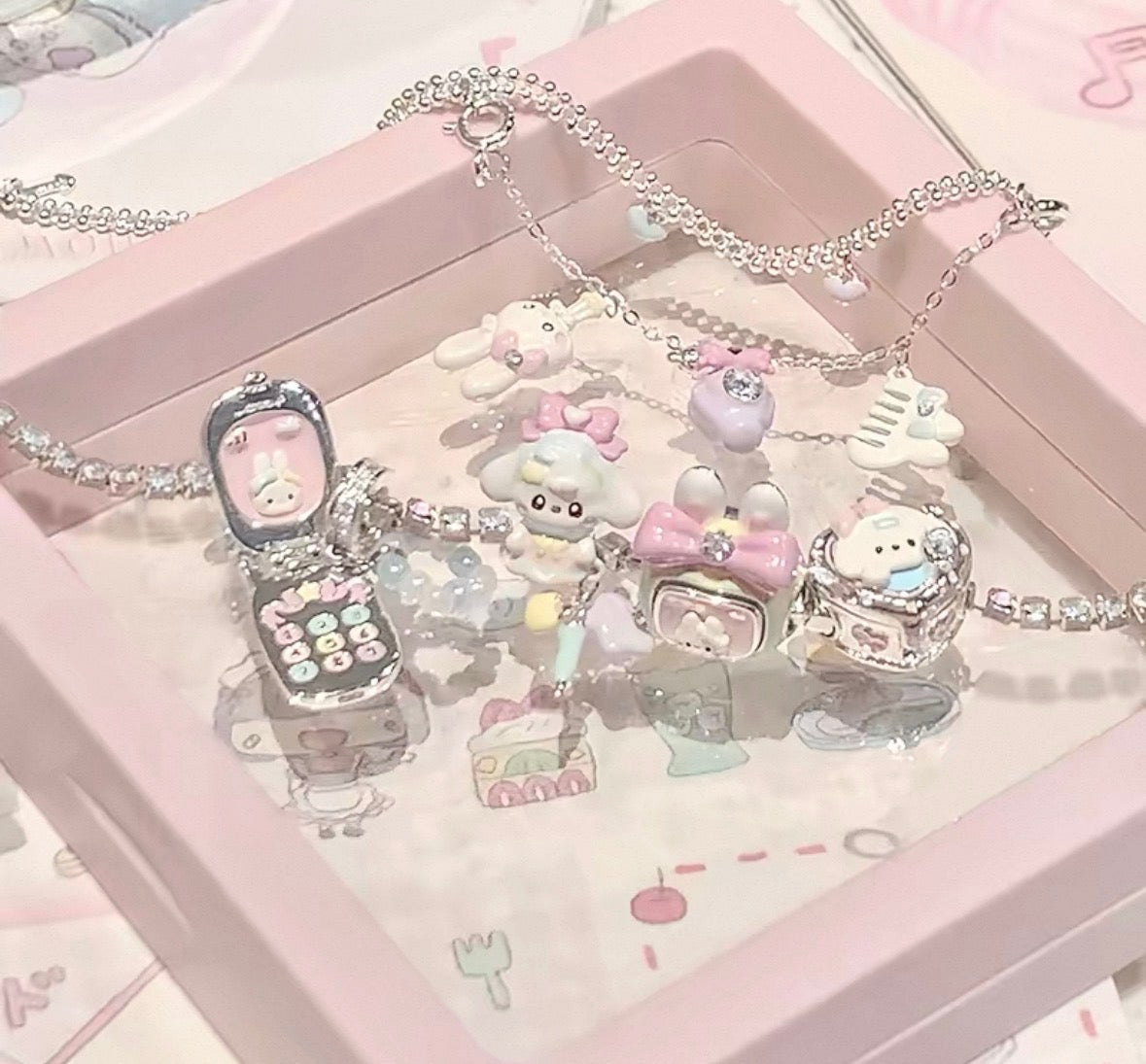925 Silver Plated MarshMellow Tamagotchi Bracelet