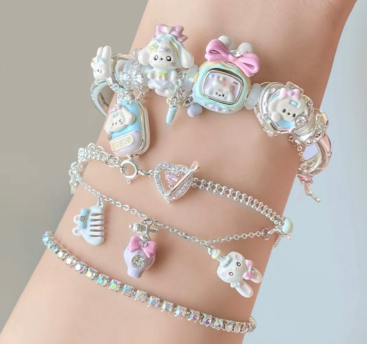 925 Silver Plated MarshMellow Tamagotchi Bracelet