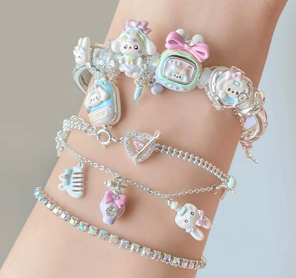 925 Silver Plated MarshMellow Tamagotchi Bracelet