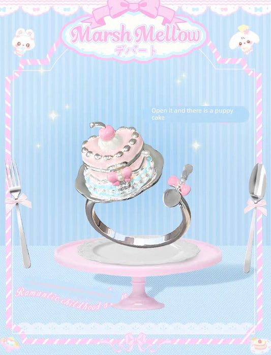 925 Silver Plated MarshMellow Cake Ring
