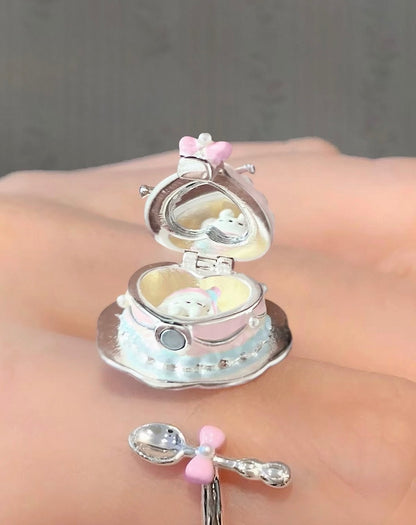 925 Silver Plated MarshMellow Cake Ring