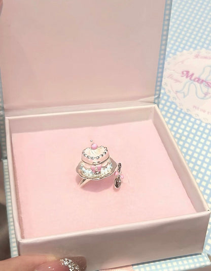 925 Silver Plated MarshMellow Cake Ring