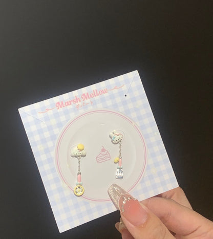 925 Silver Plated MarshMellow Tableware Earring