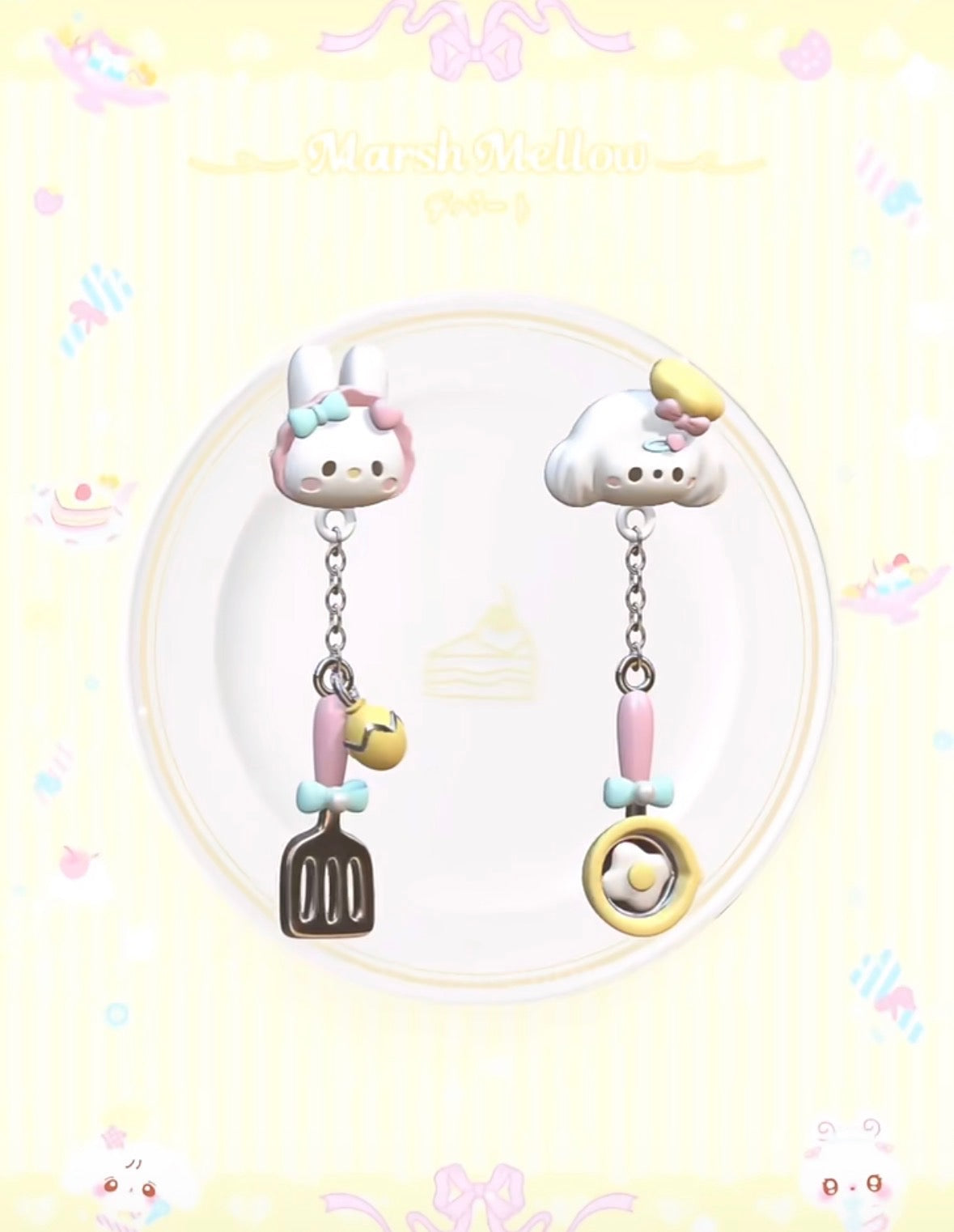 925 Silver Plated MarshMellow Tableware Earring