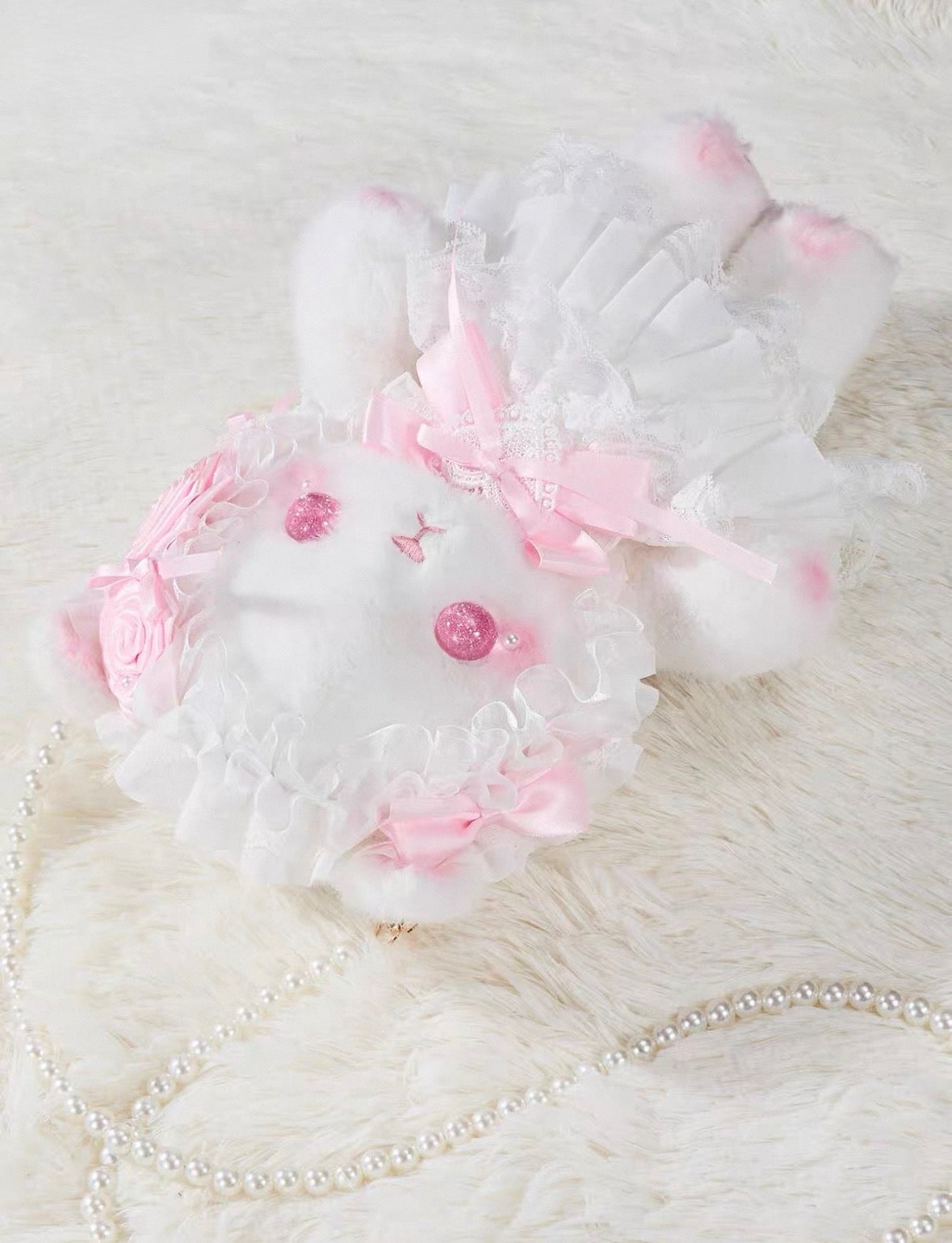Handmade Milk Kitten Crossbody Plush Bag