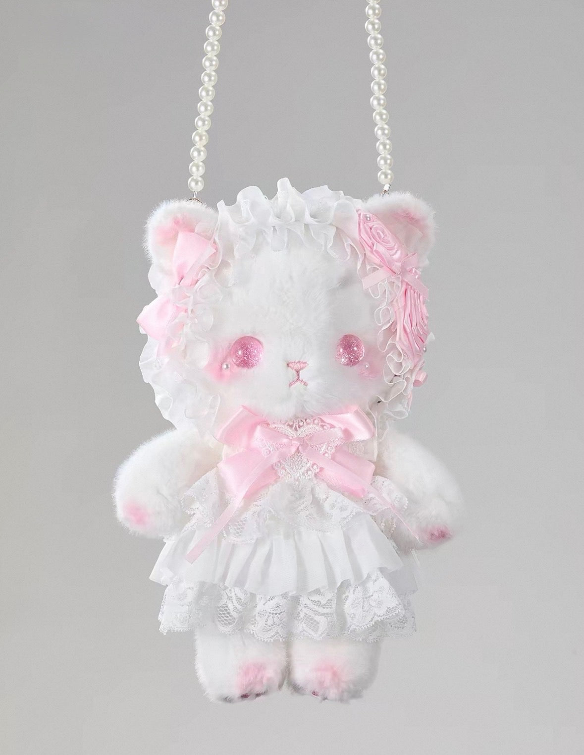 Handmade Milk Kitten Crossbody Plush Bag