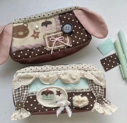 Chocolate Mint Lace Pencil Case