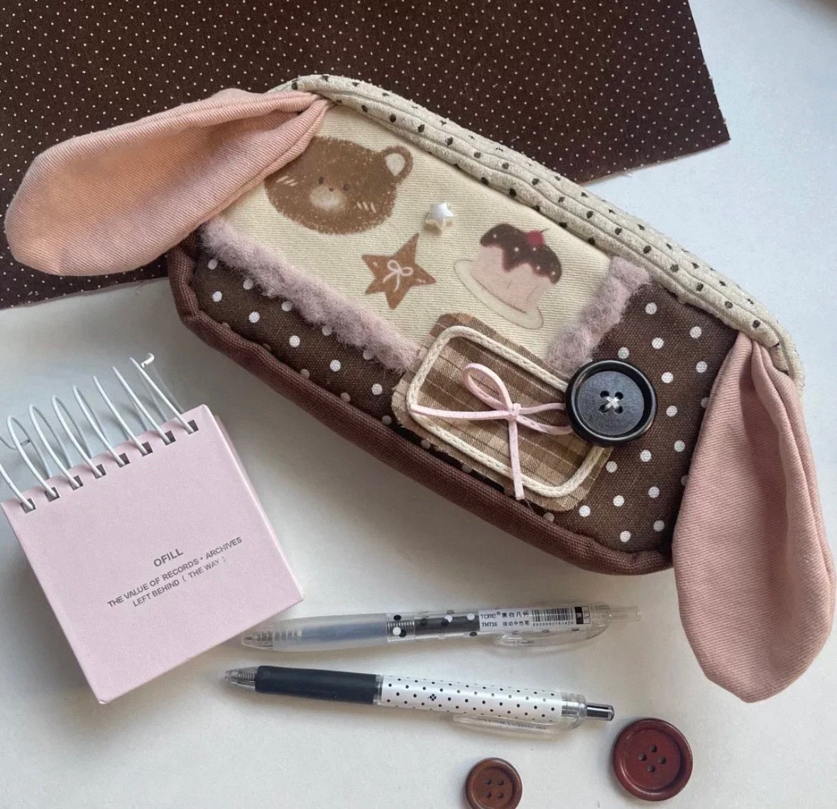 Chocolate Mint Lace Pencil Case