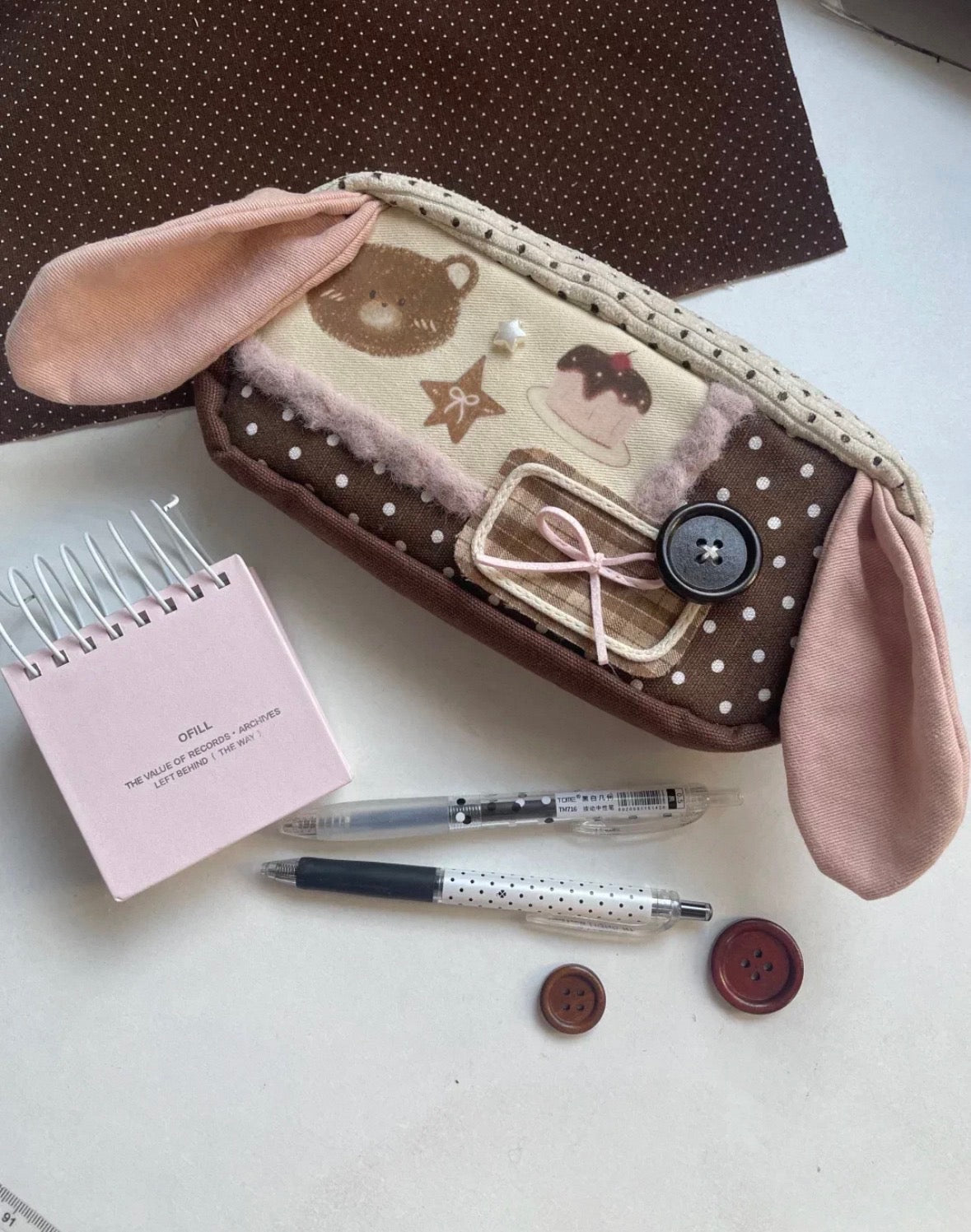 Chocolate Mint Lace Pencil Case