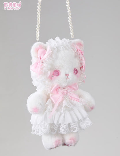 Handmade Milk Kitten Crossbody Plush Bag