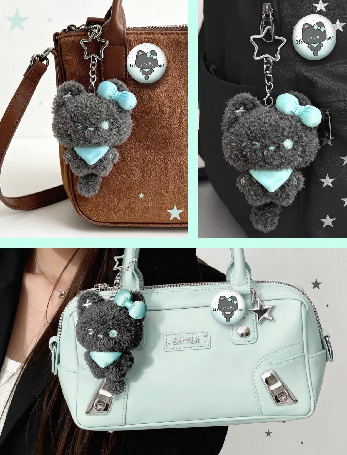 Umbrella Kitten & Bear Series Pendant