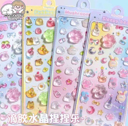 Inamazy Paw Claw Crystal Squishy Stickers