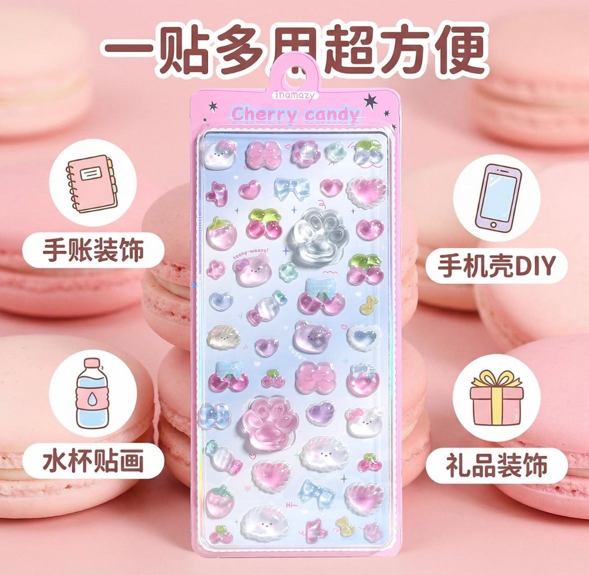 Inamazy Paw Claw Crystal Squishy Stickers