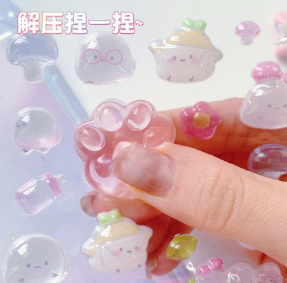 Inamazy Paw Claw Crystal Squishy Stickers