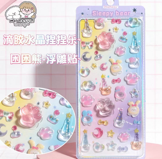 Inamazy Paw Claw Crystal Squishy Stickers