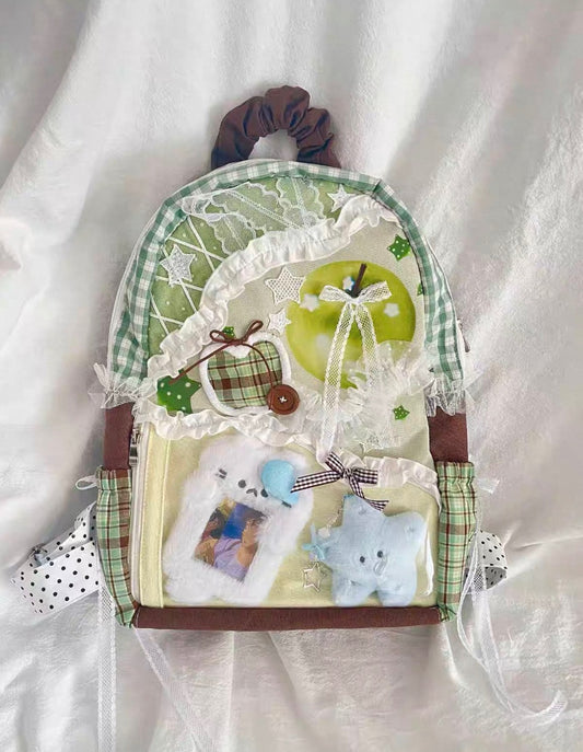 Green Apple Handmade Patch Work Backpack - RollyBerry