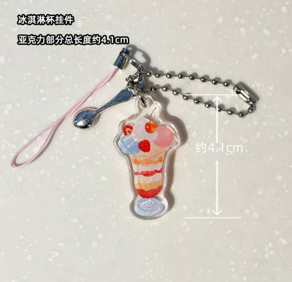 Peach Parfait & Dessert Acrylic Keychains