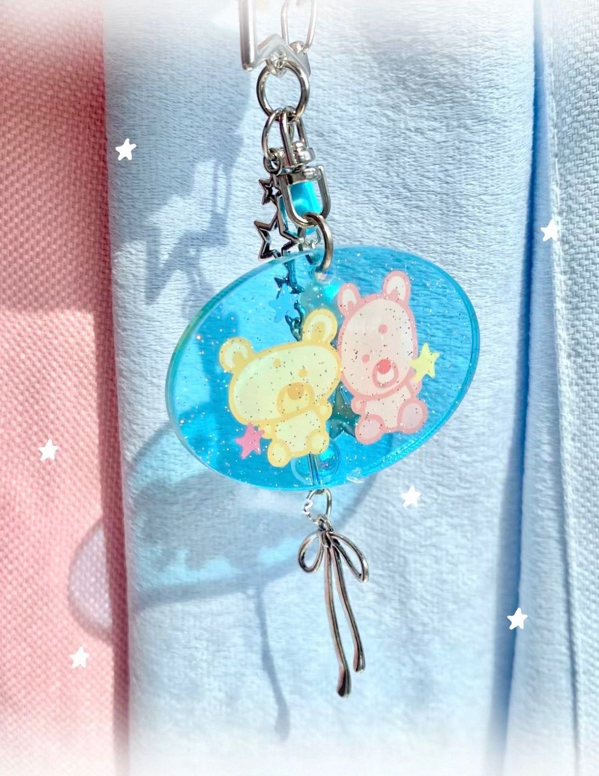 Sparkling Bears Beaded Keychain