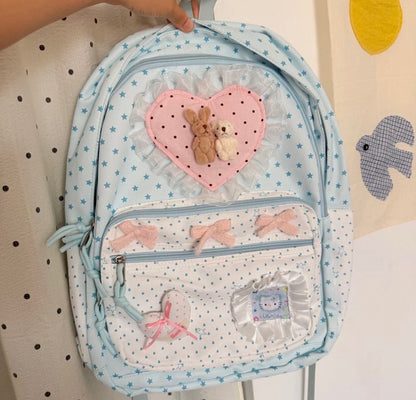 Polka Dots Blue Heart Bears Backpack