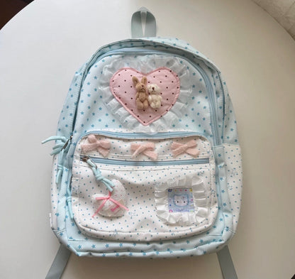Polka Dots Blue Heart Bears Backpack