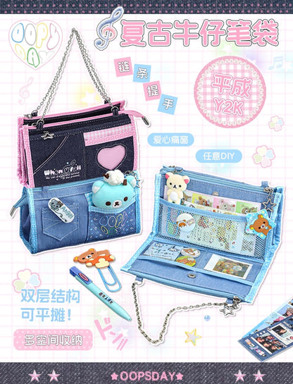 Pencil Case In Denim With Large Capacity