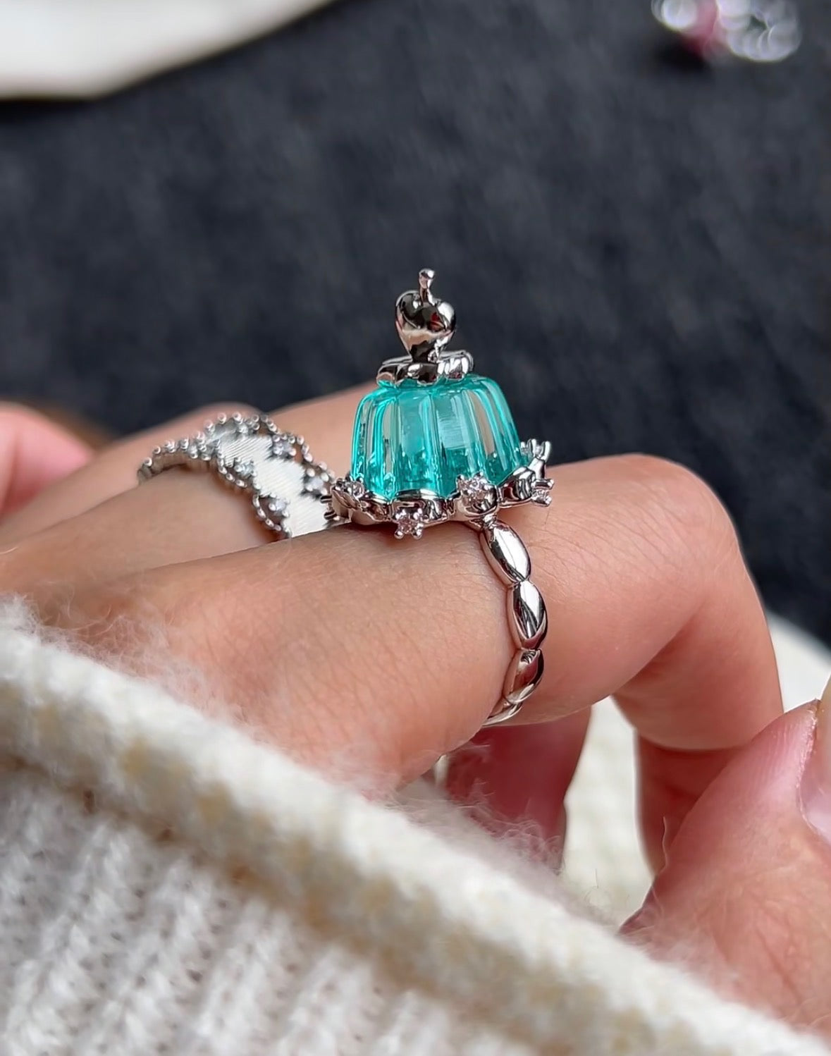 925 Silver Plated Jelly Cake Rings