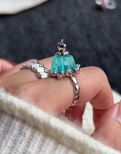 925 Silver Plated Jelly Cake Rings