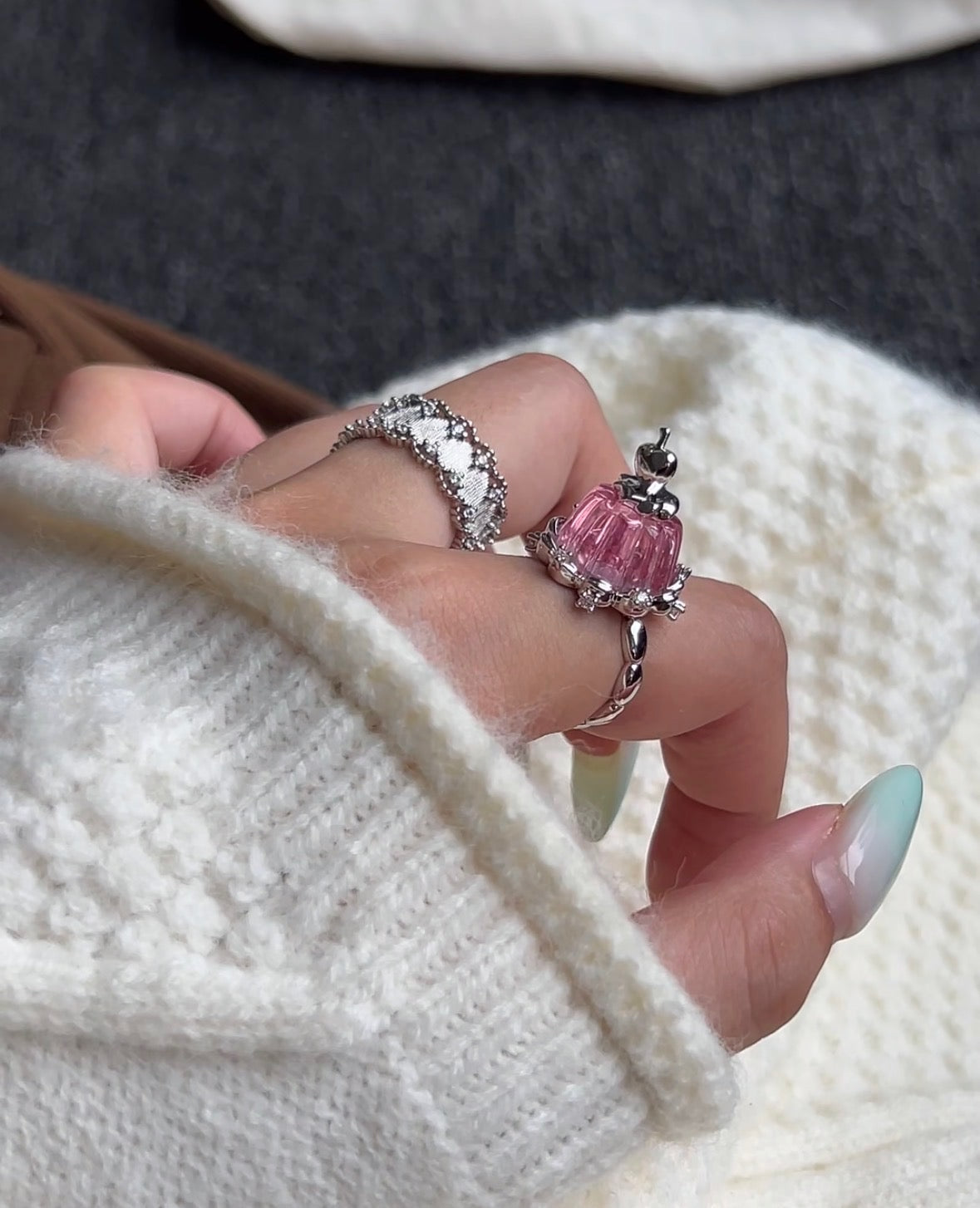 925 Silver Plated Jelly Cake Rings