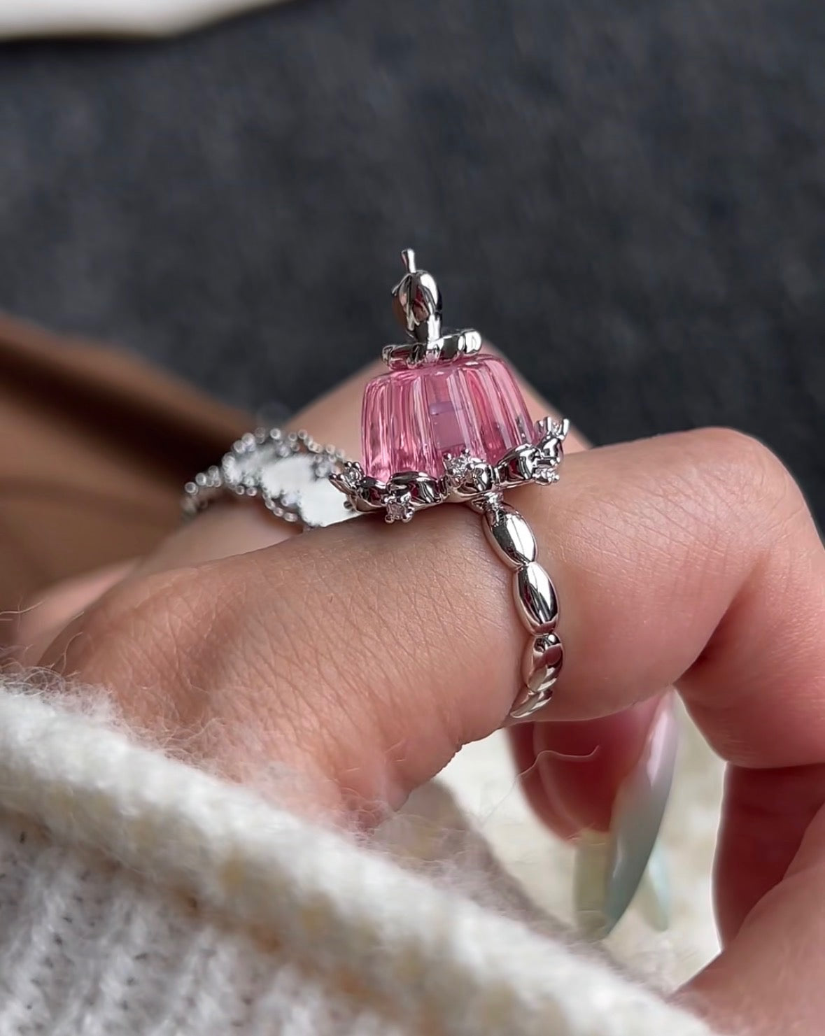 925 Silver Plated Jelly Cake Rings