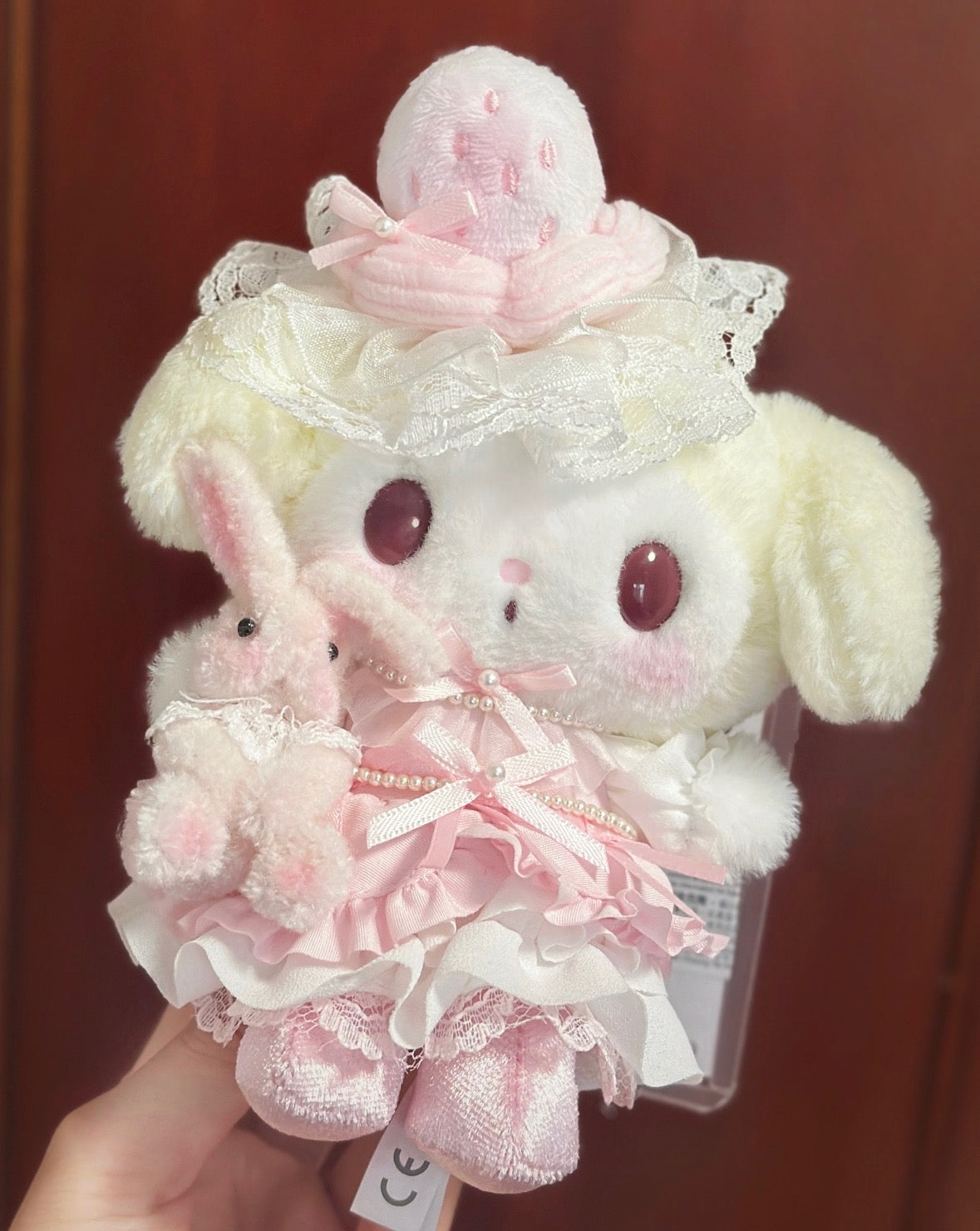 Bunny & Melody White Strawberry Pearl Handmade Plush