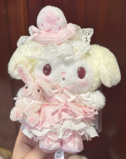 Bunny & Melody White Strawberry Pearl Handmade Plush