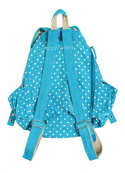 Mint Green / Teal Backpack With Polka Dots Early 2000's Vintage Style
