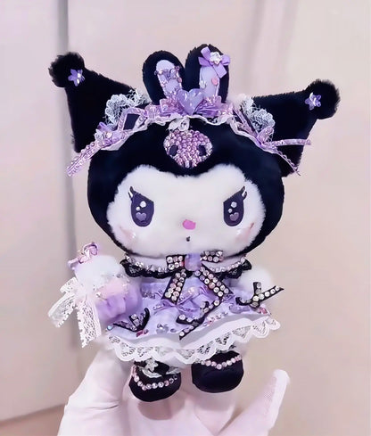 Sanrio Kuromi Handmade Swarovski Bedazzled Plush Pendant.