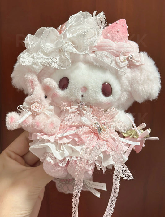 Bunny & My Melody Strawberry Lace Handmade Plush