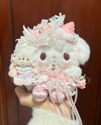 Bear & My Melody Strawberry Lace Handmade Plush