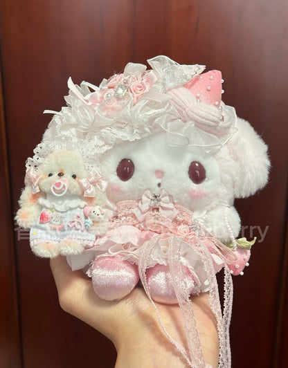 Bear & My Melody Strawberry Lace Handmade Plush