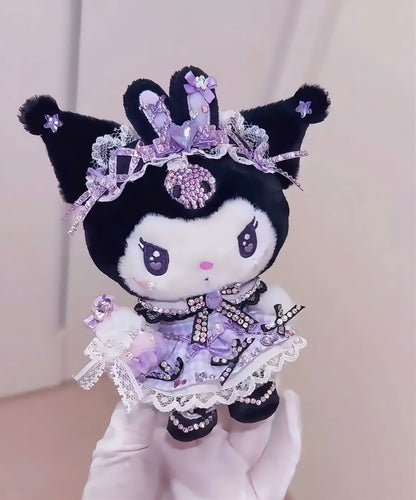 Sanrio Kuromi Handmade Swarovski Bedazzled Plush Pendant.