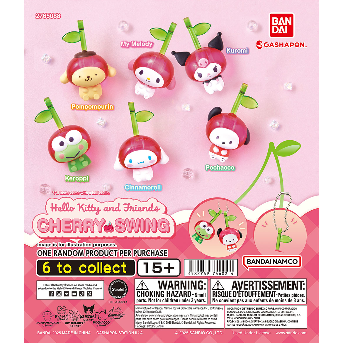 Sanrio Cherry Swing Gashapon Keychain Bandai
