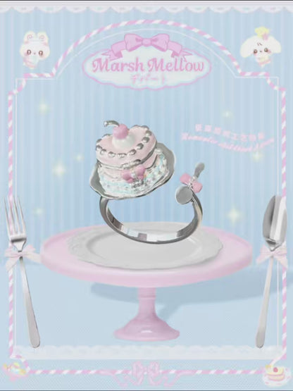 925 Silver Plated MarshMellow Cake Ring